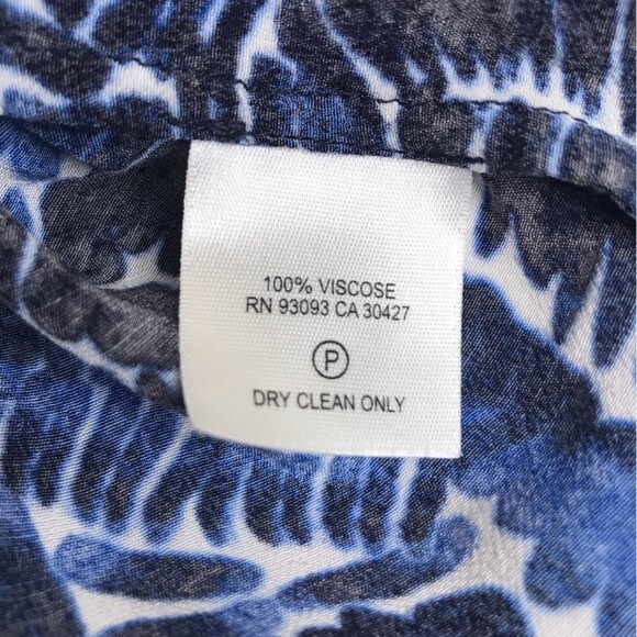 Zozo Geometric Print Caftan Style Boxy Ruana Boho Blue Top Women's Size S/M - Picture 8 of 9